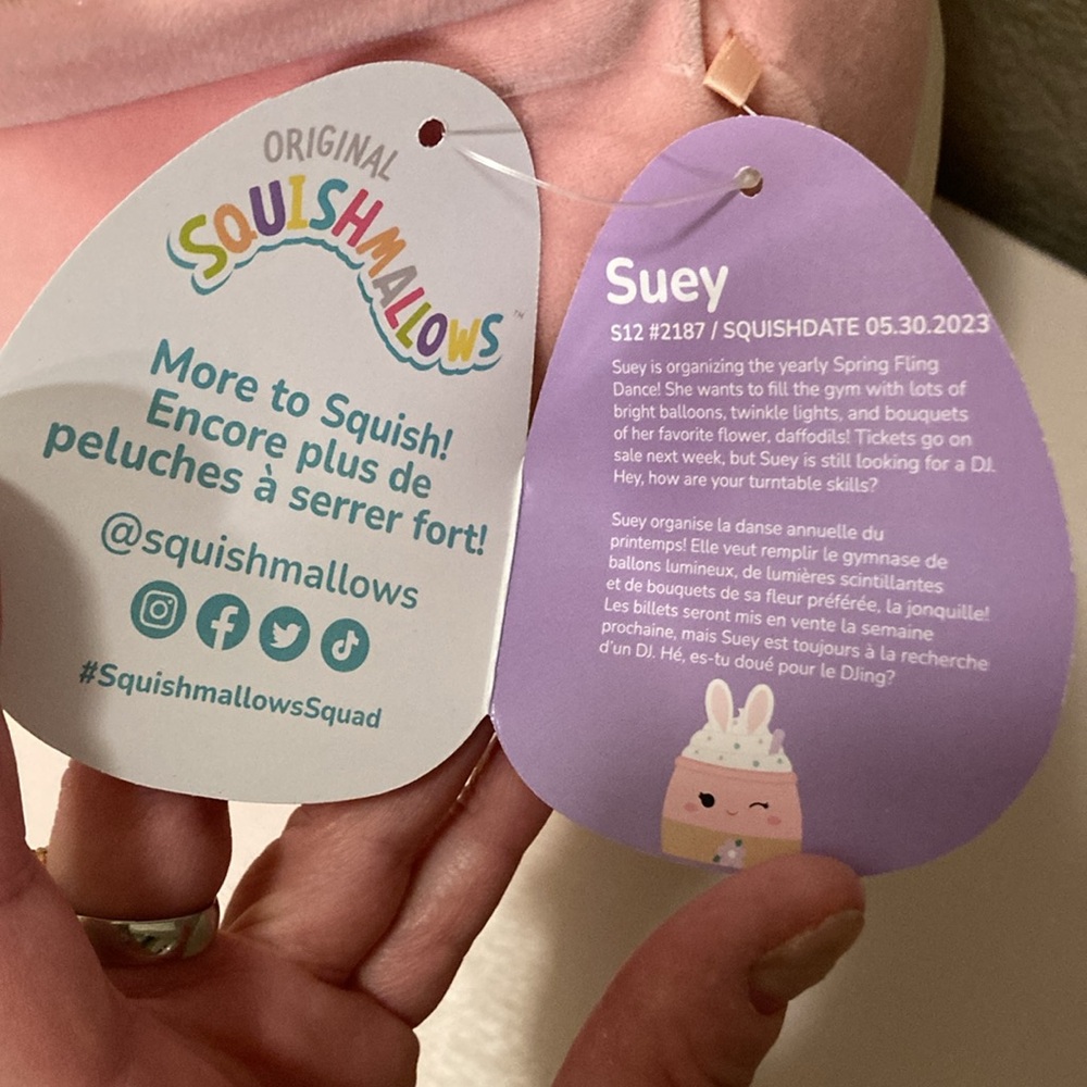 Squishmallows Plush Large 14 Inch Pink Suey Bunny Milkshake Easter 2024 - Picture 5 of 9
